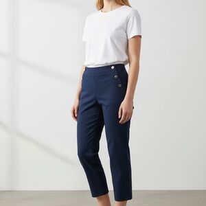 LOFT Navy Cropped Sailor Pants with Button Details NWT